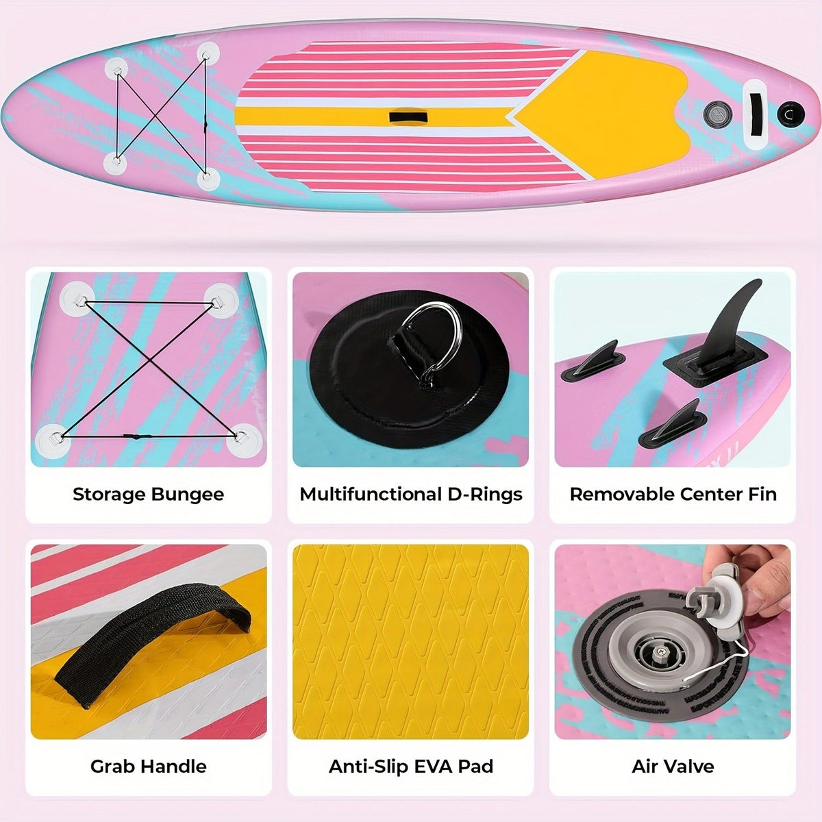 Inflatable Stand-Up Paddle Board in 10, 11 or 12-Foot Lengths with Five Colors and Three-Fin Layout