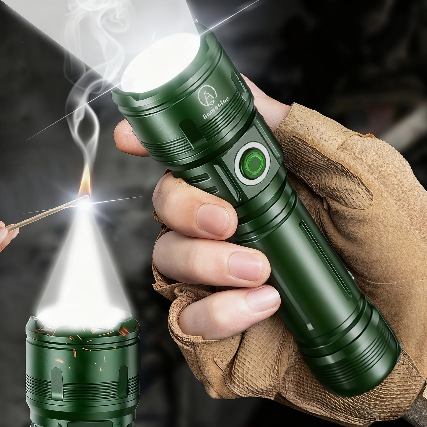 Flashlight 4500-Lumen Zoomable Fresnel Lens Torch with 21700 Battery in Golden or Red Upgrade Editions