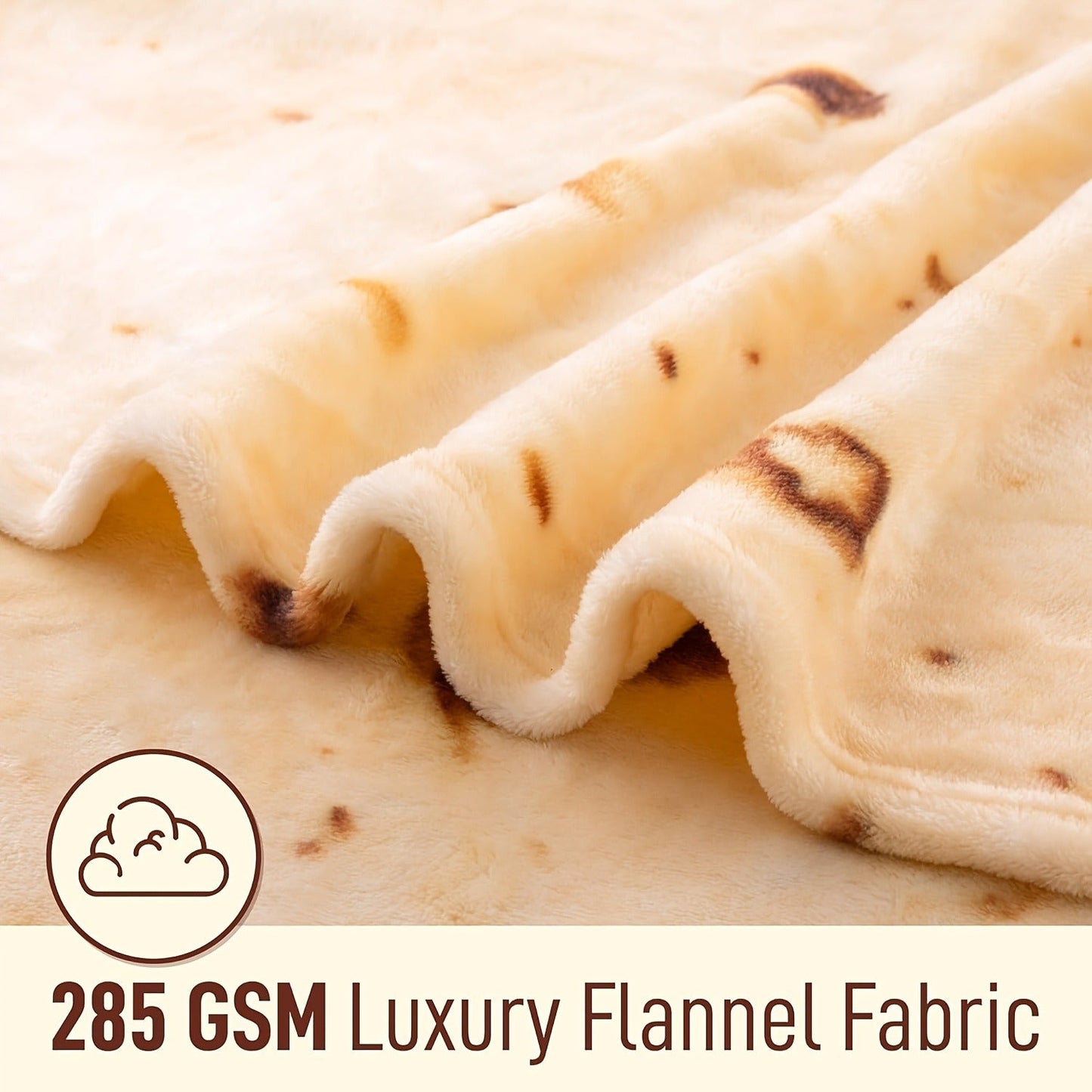 Round Tortilla Print Throw Blanket with Two-Sided Artwork and Five Diameter Options from 33.5 to 80 Inches