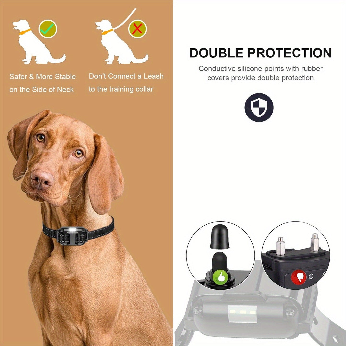 Dog Training Collar with Remote – LED Light, Beep, Vibration & Safe Shock Modes | Waterproof E-Collar for 1, 2 or 3 Dogs | Adjustable Range Remote Dog Trainer (Black & Blue)