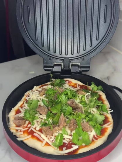 Electric Smokeless Indoor Grill 1500W, 2-in-1 Indoor Grill & Pizza Maker with 30-Min Timer, Auto Shut-Off, 180° Open Flat – BBQ Steak Veggies Quesadilla