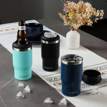 Insulated 12 oz Can Cooler with Double-Wall Body in Black, Navy Blue and Three Camo Color Options