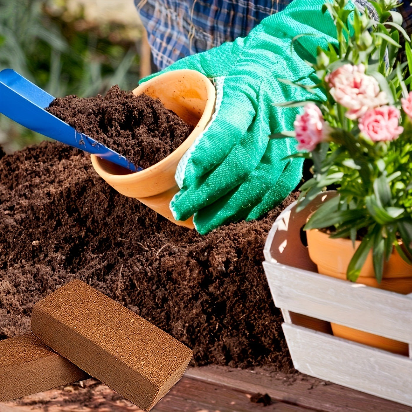 Compressed Coco Coir Growing-Medium Bricks in 3-, 12- or 24-Piece Protected Pack Options, 4 x 8-Inch Blocks