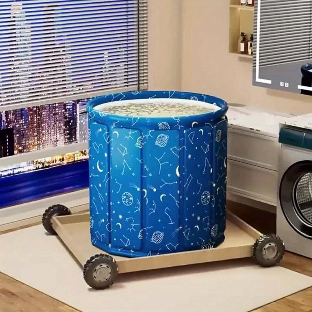 Foldable Soaking Bathtub for Adults Portable Extra Large Free Standing Hot Tub with Temperature Retention Easy Assembly for Small Spaces