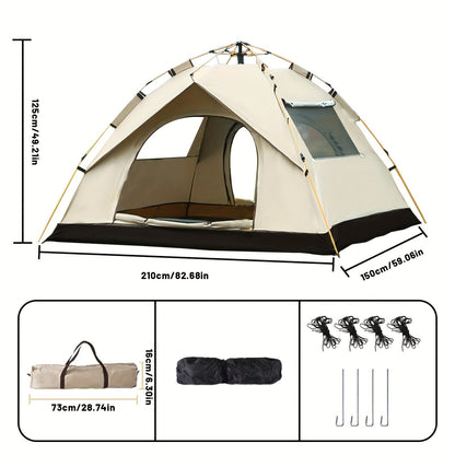 Camping Tent Pop-Up with Dual Doors, Optional Mesh Windows and 1-3 or 3-4 Person Source Options