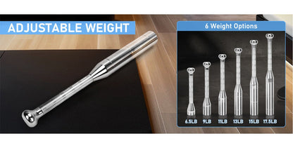 Fitness Equipment Adjustable Steel Club Set in Six Weights from 6.5 to 17.5 lb with Knurled Handles