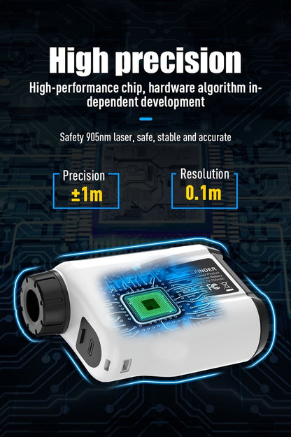 White Golf Laser Rangefinder, Model LAB12 with 1200-Yard Source Rating, 6x Optics and USB Charging