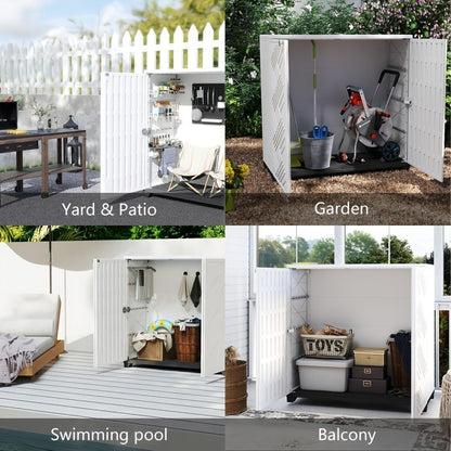 Outdoor Storage Cabinet with Doors & Metal Shelves | Resin