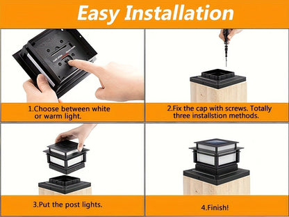 Six-Pack Solar Fence Post Cap Light Set for 4 x 4, 5 x 5 or 6 x 6 Posts with Amber Illumination