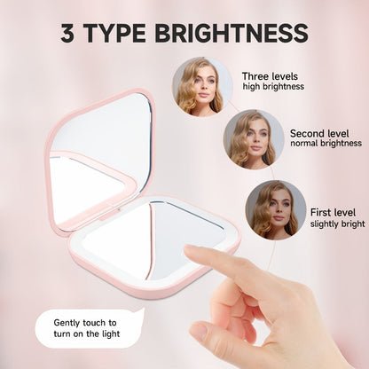 Cute Animal LED Makeup Mirror Foldable Double-Sided 3 Brightness Settings - USB Rechargeable Lighted Handheld Mirror Portable Travel Vanity Mirror for Girls Women Teen Gift