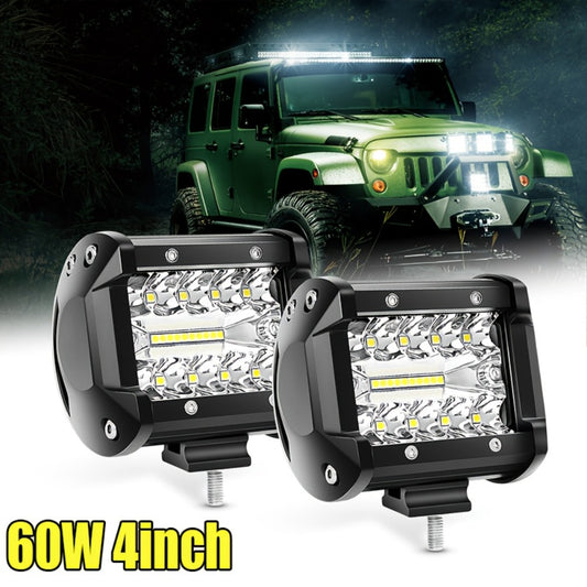 4-Inch LED Off-Road Spot Driving Lights 60W 1260LM Die-Cast Aluminum with Tow Hitch Bracket & 12ft Wiring Harness Kit for Trucks SUVs ATVs, 2pcs White Green Red Yellow Purple Amber Options