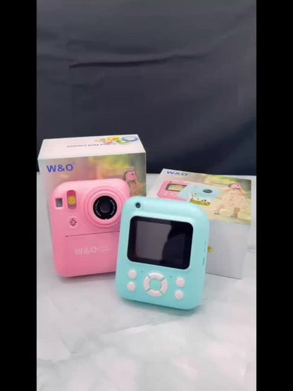 Instant Print Camera for Kids 48MP with Print Paper 32G TF Card 1080P FHD Video Flash MP4 Puzzle Game Cartoon Mini Digital Camera Printer Ages 6+ Birthday Christmas Gift