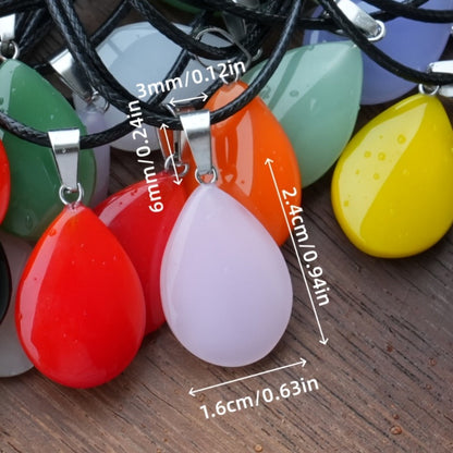 Forty-Piece Multicolor Teardrop Pendant Necklace Set with 20 Faux Crystal Charms and 20 Black Cords