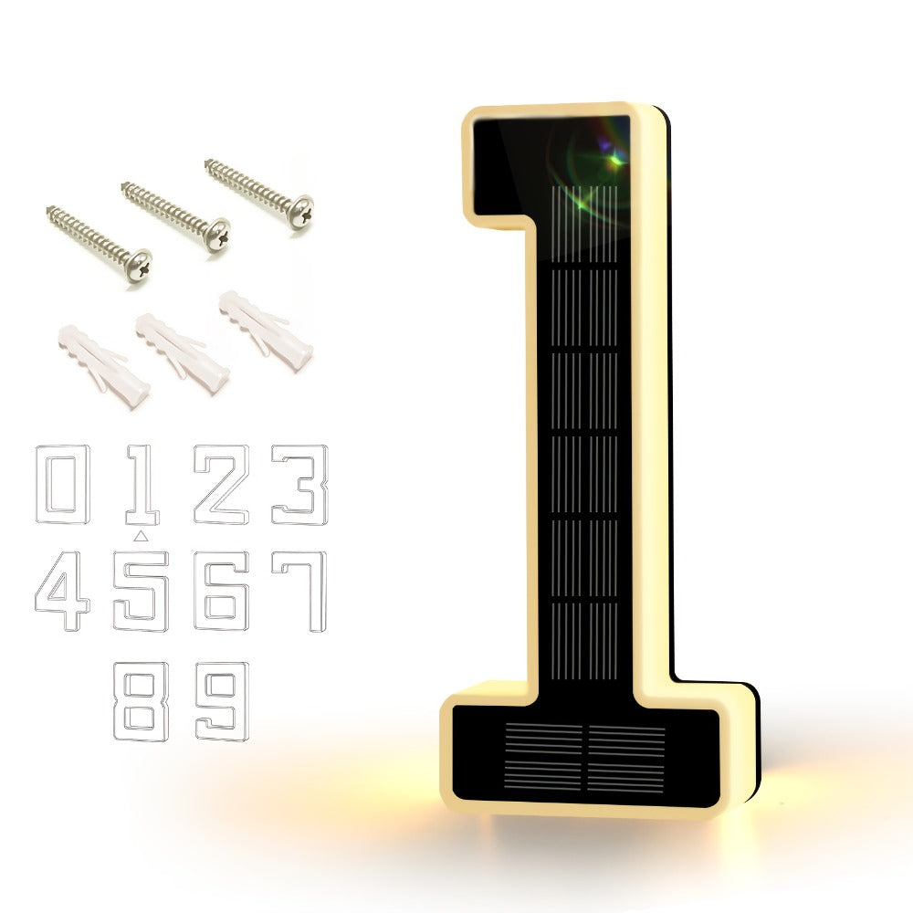 LED Solar House Number Light 6.7 Inch Wall Mounted – Smart Sensor Illuminated Address Number for Home Decor, No Wiring Energy-Saving Solar Powered Outdoor Light