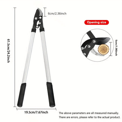 Telescoping Long-Handle Pruning Shears with Silver-Color Shafts, Black Grips and Curved Bypass Blade