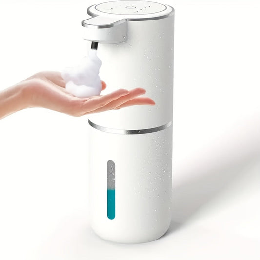Automatic Foam Soap Dispenser Wall Mount Touchless 400ml USB Rechargeable IPX5 Waterproof 4 Adjustable Levels Sensor Soap Pump for Bathroom Kitchen Sink Office Hotel