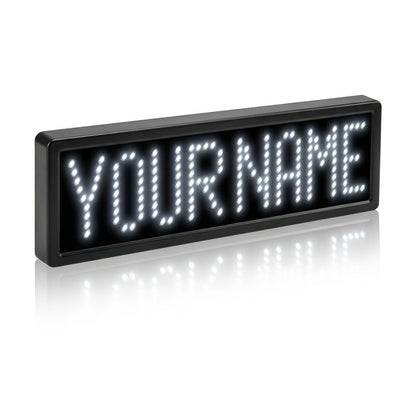 Programmable LED Badge Bluetooth App Controlled – Rechargeable Scrolling Text & Logo Display, 48x12 Pixel LED Name Tag for Events, Trade Shows, Restaurants, Parties & Gifts