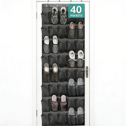 Over Door Shoe Storage Organizer with 28, 35 or 40 Mesh Compartments and Included Hooks for Home Organization