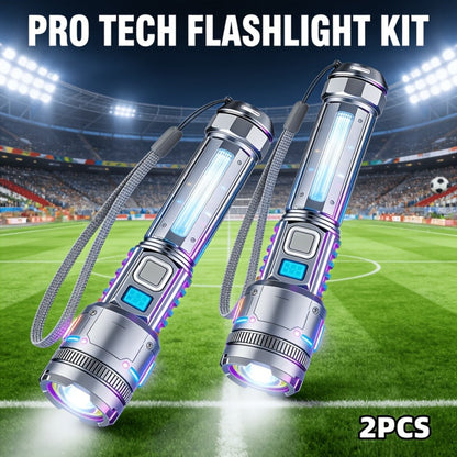 Flashlight Rechargeable 4-Piece Work Light Set with Zoomable Beams, Magnetic Bases and Two Body Styles