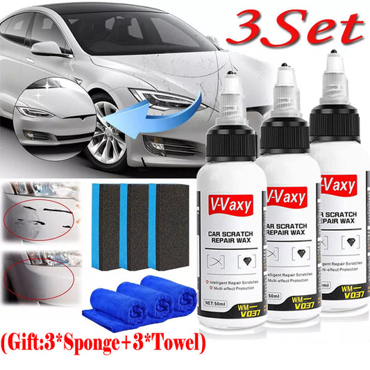 Car Scratch Remover Kit – Paint Scratch Repair Wax with Sponge & Towel, Deep Scratch Polish for All Vehicles
