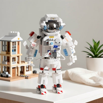 Building Block Set Astronaut Model, 623 Micro Pieces with White Space Suit Figure and 23cm Display Height
