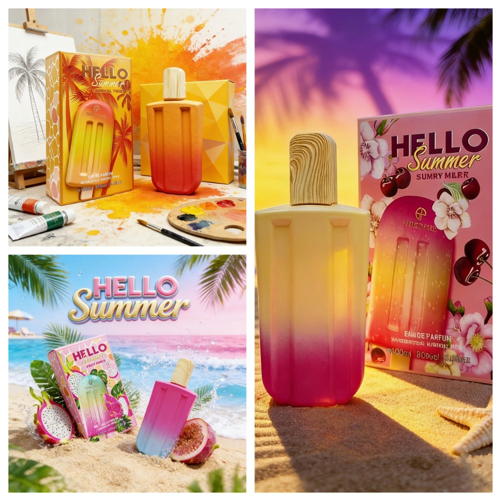 Perfume for Women in 3.38 oz Popsicle Bottle with Tropical-Fruit Profile and 2 Gradient Colors