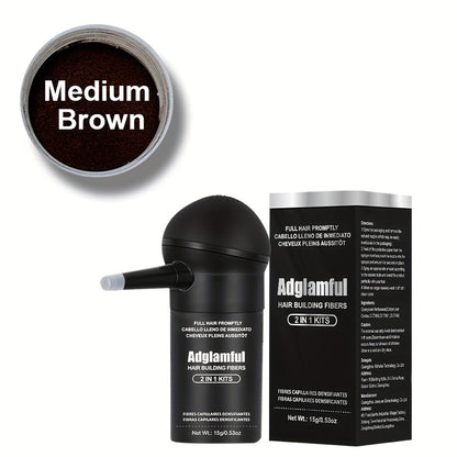 15-Gram Hair Fiber Kit with Directional Spray Applicator in Four Black and Brown Shade Options