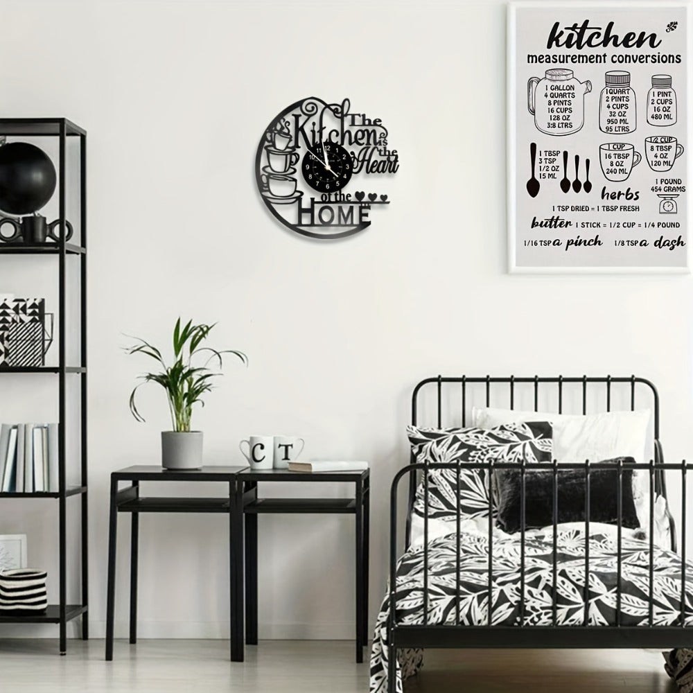 Coffee-Themed Vinyl Record Wall Clock with Cutout Lettering and Standard or LED Light Configuration