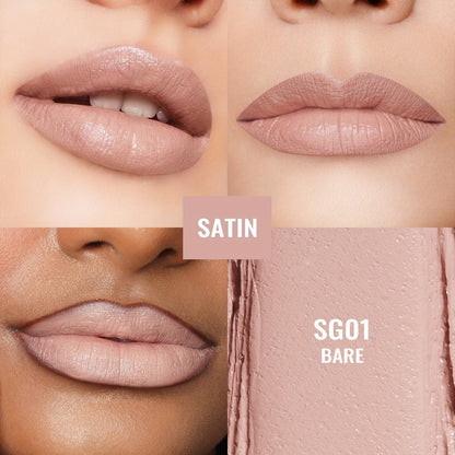 12 g Nude Satin Lipstick Set with Lightweight Cream-to-Satin Formula in Two Checkout Sets for Daily Makeup