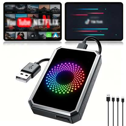 3-in-1 Wireless CarPlay Adapter Magic Media Box with Netflix YouTube TikTok Streaming & USB Port