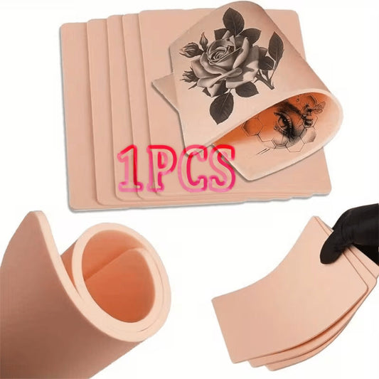 Tattoo Practice Skin Silicone Double-Sided — Flexible Fake Skin 1mm, Realistic Curvature for Tattoo Artists, Beginners, Eyebrow & Lip PMU Training, Pink & Yellow