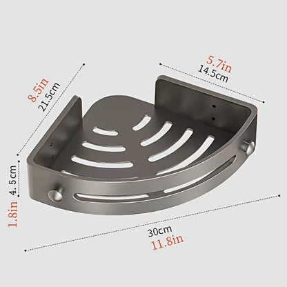 Two-Piece Black Corner Shower Caddy Set with Adhesive Mounts, Drainage Slots and Exact Checkout Label