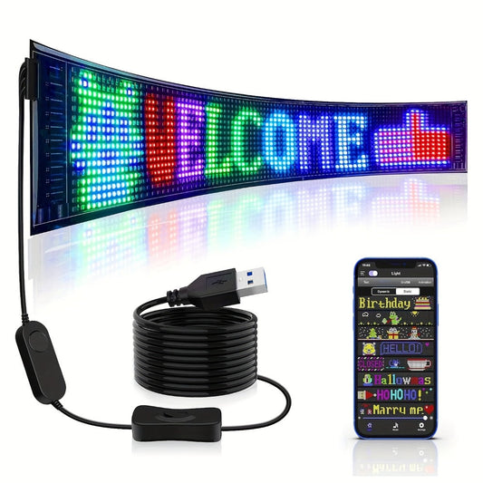 Programmable Flexible LED Matrix Panel Sign, App & Radio Controlled, Dynamic Scrolling Text Pattern & Animation, LED Screen Light for Auto Shop Bar Hotel Concert Party Indoor Decoration
