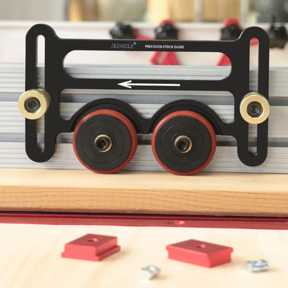 Feather Board Roller Guide for Table Saw – Aluminum Alloy One-Way Safety Stock Feeder with T-Track Mount, Anti-Kickback Woodworking Press Guide Tool
