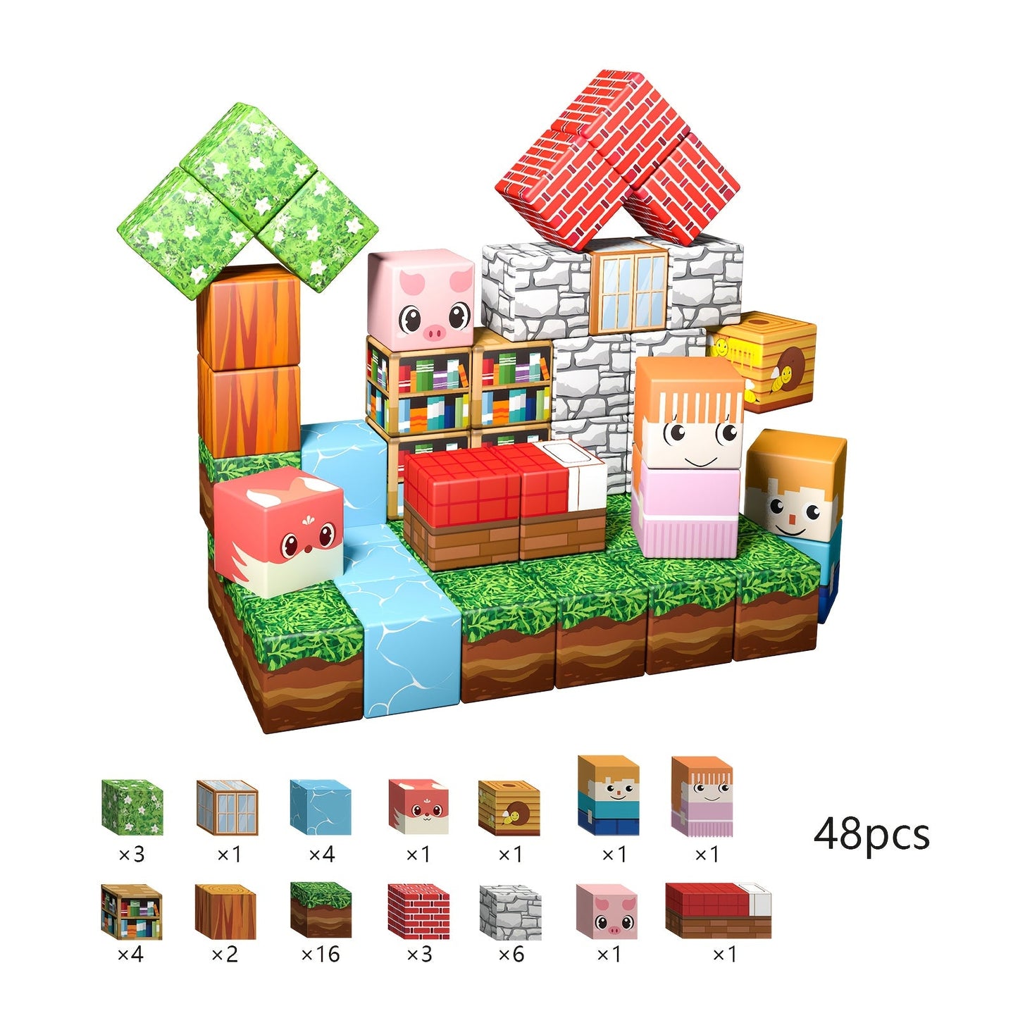 Magnetic Blocks STEM Building Toys for Kids 48/54/64/100/102/108pcs – Sensory Magnetic Tiles Set for Boys Girls Ages 3 4 5 6 7 8 9 10, Birthday Christmas Halloween Gift, Random Color