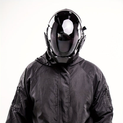 Mechanical Cyberpunk Mask Black, Futuristic Sci-Fi Half Face Costume Prop for Halloween Cosplay, Rave Bar Club Party