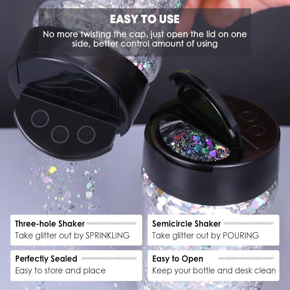Holographic Chunky Glitter Set 4 Boxes 200g — Laser Diamond Metallic Hexagonal Flakes for Epoxy Resin, Tumblers, Scrapbooking, Nail Art & DIY Crafts, Mixed Colors