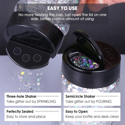 Holographic Chunky Glitter Set 4 Boxes 200g — Laser Diamond Metallic Hexagonal Flakes for Epoxy Resin, Tumblers, Scrapbooking, Nail Art & DIY Crafts, Mixed Colors