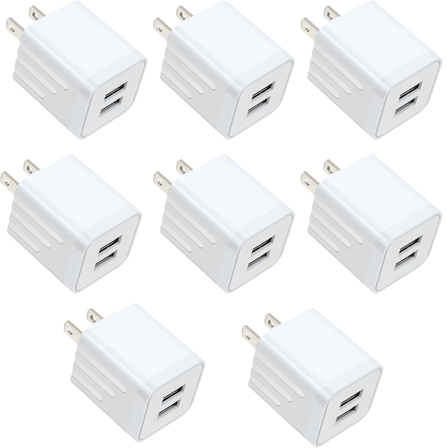 Dual Port USB Wall Charger 2.1A – JOZASHON 5V Cube Power Adapter Charging Block Brick for iPhone 16 15 14 13 12 11 Pro Max SE XS XR X 8 7 6 Plus, Samsung Galaxy, Android Phones (3-8 Pack)