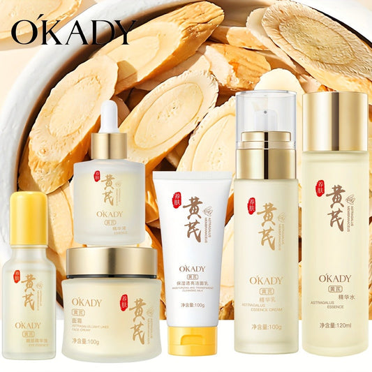 Astragalus Skincare Set 6pcs Anti-Aging Hydrating Antioxidant – Face Cream Essence Cleanser Toner Eye Cream Sleep Mask, Wrinkle Reduction for All Skin Types Women