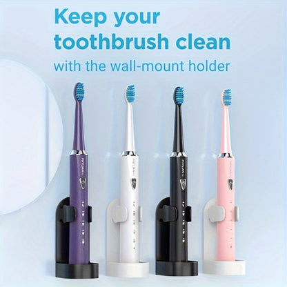 Sonic Electric Toothbrush for Adults Rechargeable – 5 Cleaning Modes 6 DuPont Brush Heads 40000 VPM 120-Day Battery 2-Minute Smart Timer Whitening Sensitive Polish Massage USB Charge Travel Ready Pink Black Purple