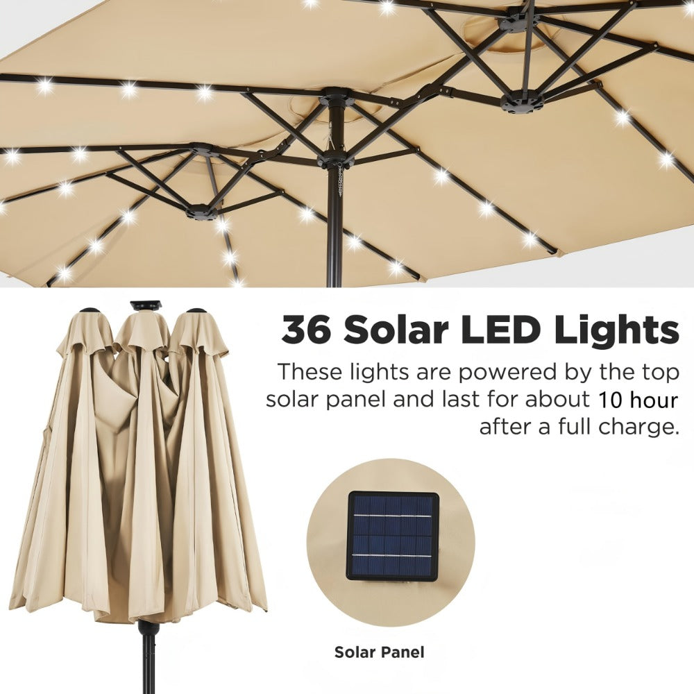 13-Foot Solar LED Patio Umbrella with LED Lighting, Outdoor Market Umbrella detail image - detail view 11