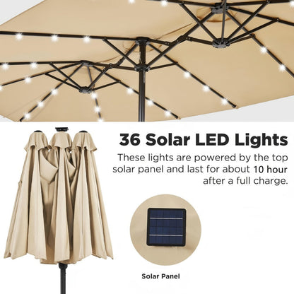 13-Foot Solar LED Patio Umbrella with LED Lighting, Outdoor Market Umbrella detail image - detail view 11