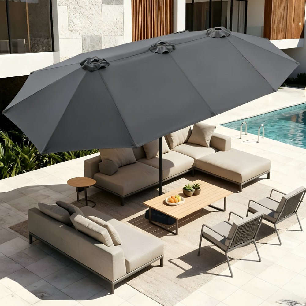 13-Foot Solar LED Patio Umbrella with LED Lighting, Outdoor Market Umbrella detail image - detail view 12