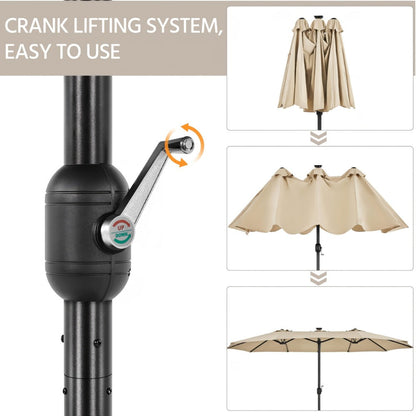 13-Foot Solar LED Patio Umbrella with LED Lighting, Outdoor Market Umbrella detail image - detail view 13