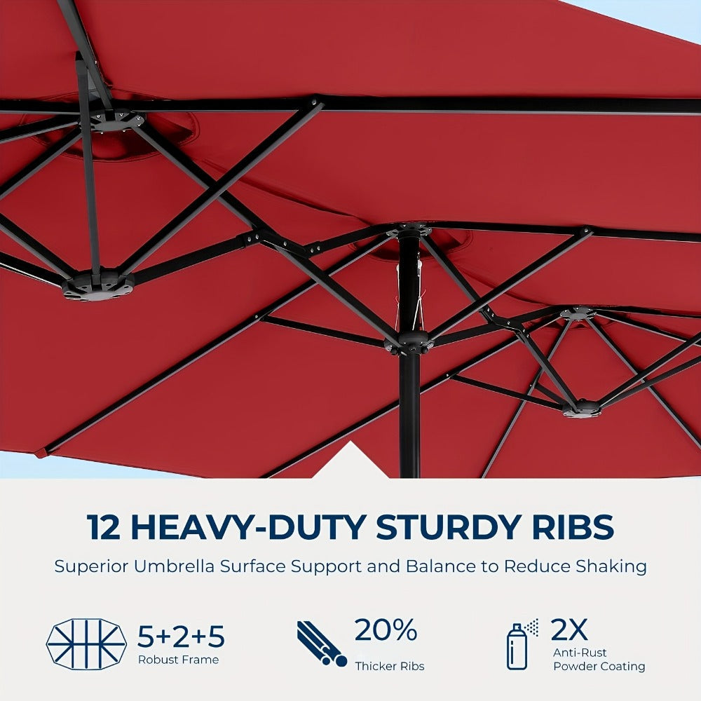 13-Foot Solar LED Patio Umbrella with LED Lighting, Outdoor Market Umbrella detail image - detail view 14