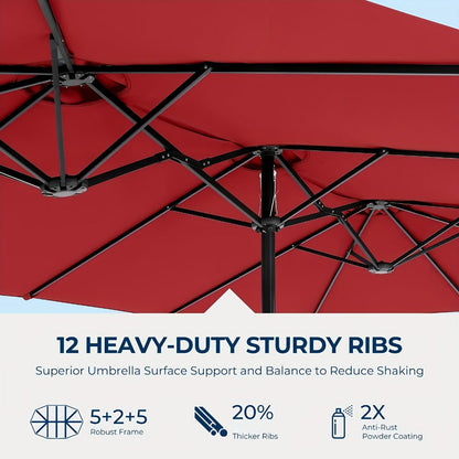13-Foot Solar LED Patio Umbrella with LED Lighting, Outdoor Market Umbrella detail image - detail view 14
