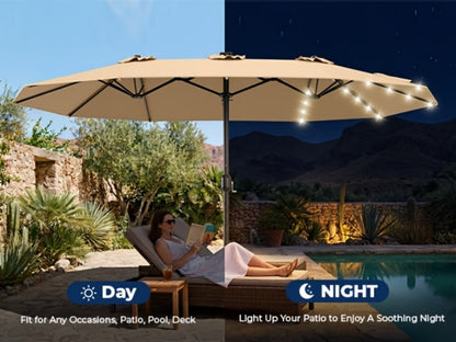 13-Foot Solar LED Patio Umbrella with LED Lighting, Outdoor Market Umbrella detail image - detail view 16