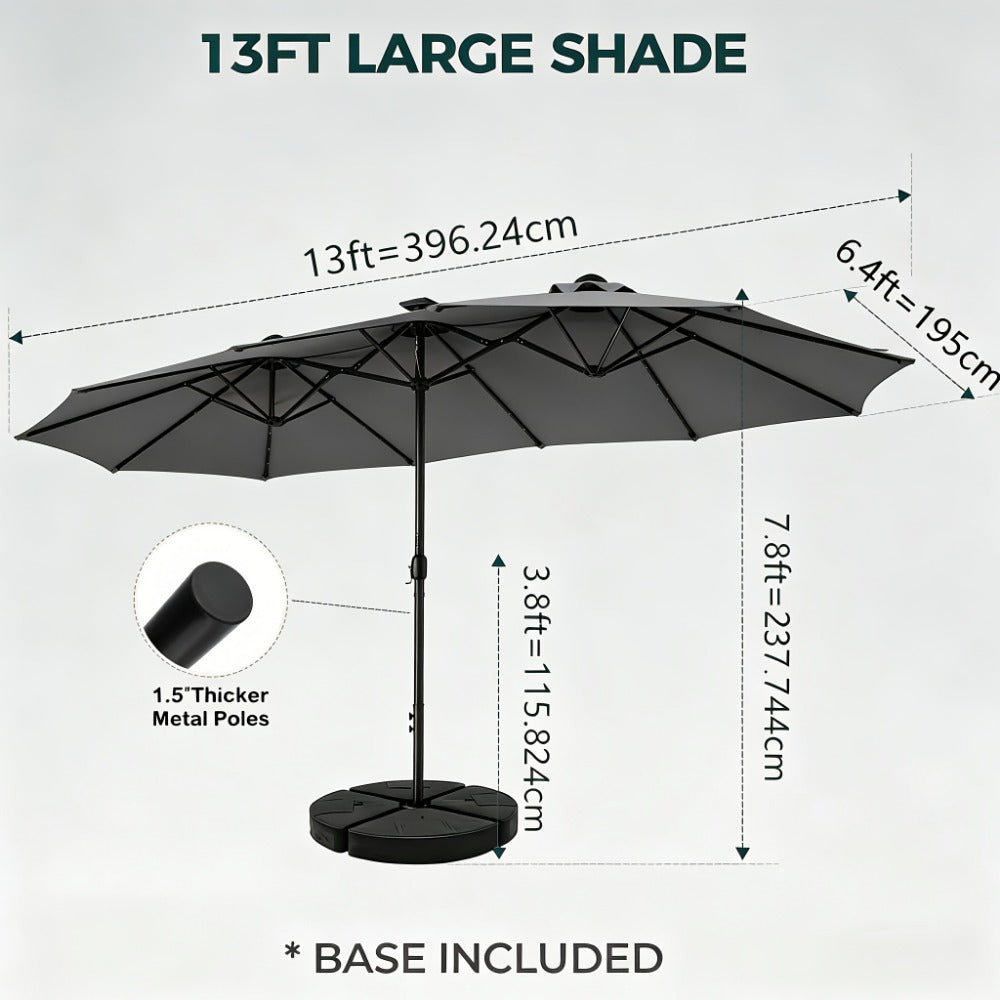 13-Foot Solar LED Patio Umbrella with LED Lighting, Outdoor Market Umbrella detail image - detail view 4