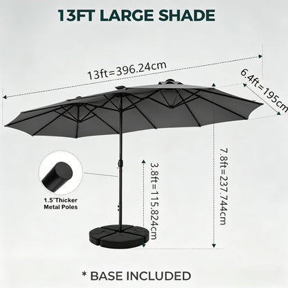 13-Foot Solar LED Patio Umbrella with LED Lighting, Outdoor Market Umbrella detail image - detail view 4